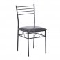 [110 x 70 x 76cm] Iron Glass Dining Table and Chairs Black One Table and Four Chairs PU Cushion