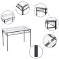 [110 x 70 x 76cm] Iron Glass Dining Table and Chairs Black One Table and Four Chairs PU Cushion