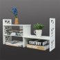 Expandable Openwork Desktop Bookshelf Organizer Shelving Unit White Matte Finish
