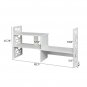 Expandable Openwork Desktop Bookshelf Organizer Shelving Unit White Matte Finish