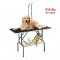 48" Foldable Pet Grooming Table with Mesh Tray and Adjustable Arm Silver Base with Black Table