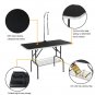 48" Foldable Pet Grooming Table with Mesh Tray and Adjustable Arm Silver Base with Black Table
