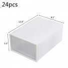 Shoe Storage Boxes 24 Pack Clear Plastic Stackable -White