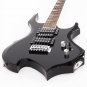 Glarry Flame Electric Guitar Shaped Electric Guitar Pack Strap Picks Shake Cable Wrench Tool Black