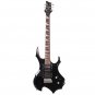 Glarry Flame Electric Guitar Shaped Electric Guitar Pack Strap Picks Shake Cable Wrench Tool Black