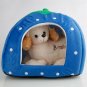 Soft Cotton Cute Strawberry Style Multi-purpose Pets Dog Cat House Nest Yurt Size L Deep Blue