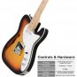 Glarry GTL Semi-Hollow Electric Guitar Pickups Maple Fingerboard White Pearl Pickguard Sunset Color
