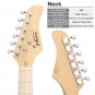 Glarry GTL Semi-Hollow Electric Guitar Pickups Maple Fingerboard White Pearl Pickguard Sunset Color
