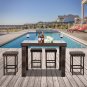 Bar Stool-Table and Chair Set of 5 Brown Gradient