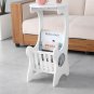 Modern European Style Round Side Lamp Magazine Coffee Table for Bedroom White