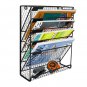 6 TierHanging File Holder Organizer Metal Chicken Wire Wall Mount Magazine Rack (Black)