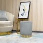 Ottoman Set Round Velvet Footrest Modern Vanity Stool Seat Bedroom Living Room, Gray