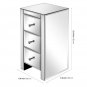 Mirrored Glass Bedside Table with Three Drawers Size S