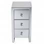 Mirrored Glass Bedside Table with Three Drawers Size S