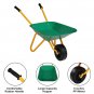 Kids Wheelbarrow Metal With Rubber Hand Grips, Outdoor Kids Toy Wheelbarrow Green