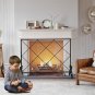 Thick Line Diamond Large Grid Decorative Iron Mesh Fireplace Screen (105 x 22.5 x 81.5)cm