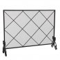 Thick Line Diamond Large Grid Decorative Iron Mesh Fireplace Screen (105 x 22.5 x 81.5)cm