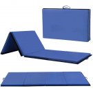 8ft x 4ft 4-Panel Folding Exercise Mat Yoga Gymnastics Aerobics Workout Fitness Floor Mats, Blue