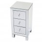 Modern and Contemporary Mirrored 3-Drawers Nightstand Bedside Table