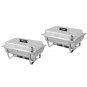 ZOKOP 9L*2 Double Grid Each Set 2*1/2 Stainless Steel Rectangular Buffet Stove