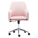 Velvet fabric Home Office Desk Chair with Metal Base Modern Adjustable Swivel Chair with Arms (Pink)