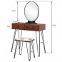 Bedroom Iron Dressing Table Simple Dressing Table Black Iron Foot Brown Desktop Light Three-Color
