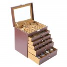 5-Storey Luxury Jewelry Box With MIRRO Necklaces Earrings Sunglasses, Bracelets, Watches, Etc, Brown