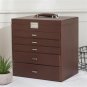 5-Storey Luxury Jewelry Box With MIRRO Necklaces Earrings Sunglasses, Bracelets, Watches, Etc, Brown