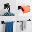 Strong Viscosity Adhesive 4 Pieces Bathroom Accessories Set Without Drilling Matt Black Towel Bar