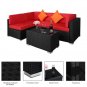 With Insulation Five-Piece Coffee Table Set Rattan Multi-Piece Set- Black Four-Wire