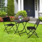 Oshion Folding Rattan Chair Three-Piece Square Table-Black
