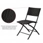 Oshion Folding Rattan Chair Three-Piece Square Table-Black