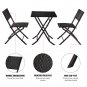 Oshion Folding Rattan Chair Three-Piece Square Table-Black