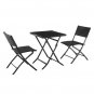 Oshion Folding Rattan Chair Three-Piece Square Table-Black