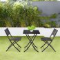 Oshion Folding Rattan Chair Three-Piece Square Table-Black