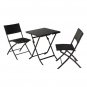 Oshion Folding Rattan Chair Three-Piece Square Table-Black