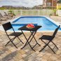 Oshion Folding Rattan Chair Three-Piece Square Table-Black