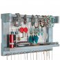 Jewelry Manager - Wall Mounted Jewelry Stand With Detachable Bracelet Bar, Shelf And 16 Hooks, Blue