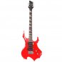 Glarry Flame Electric Guitar HSH Pickup Shaped Electric Guitar Pack Strap Picks Shake Cable Red