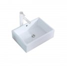 Bathroom Above Counter Rectangle Ceramic Vessel Vanity Sink Art Basin - White Porcelain