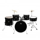 Glarry Full Size Adult Drum Set 5-Piece Black with Bass Drum, two Tom Drum, Snare Drum, Floor Tom