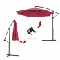 10 FT Solar LED Patio Outdoor Umbrella Hanging Cantilever Umbrella Offset Umbrella Easy - Burgundy