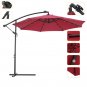 10 FT Solar LED Patio Outdoor Umbrella Hanging Cantilever Umbrella Offset Umbrella Easy - Burgundy