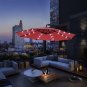 10 FT Solar LED Patio Outdoor Umbrella Hanging Cantilever Umbrella Offset Umbrella Easy - Burgundy