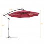 10 FT Solar LED Patio Outdoor Umbrella Hanging Cantilever Umbrella Offset Umbrella Easy - Burgundy