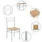 [110 x 70 x 76cm] Iron Glass Dining Table and Chairs Silver One Table and Four Chairs MDF Cushion