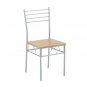 [110 x 70 x 76cm] Iron Glass Dining Table and Chairs Silver One Table and Four Chairs MDF Cushion