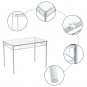 [110 x 70 x 76cm] Iron Glass Dining Table and Chairs Silver One Table and Four Chairs MDF Cushion