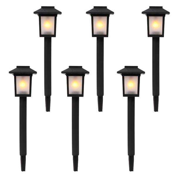 6pcs Waterproof Solar Torch Light Outdoor Decorative Lighting with Flickering Flames Auto On/Off