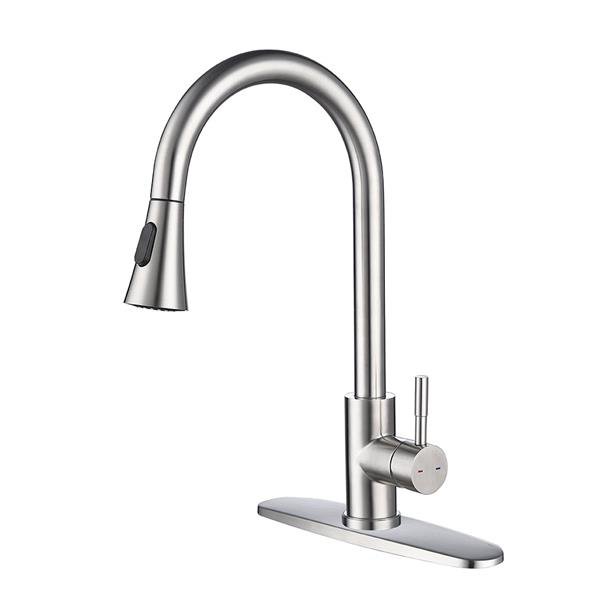 Single Handle High Arc Pull out Kitchen Faucet with Pull down Sprayer Stainless Steel Sink Faucet